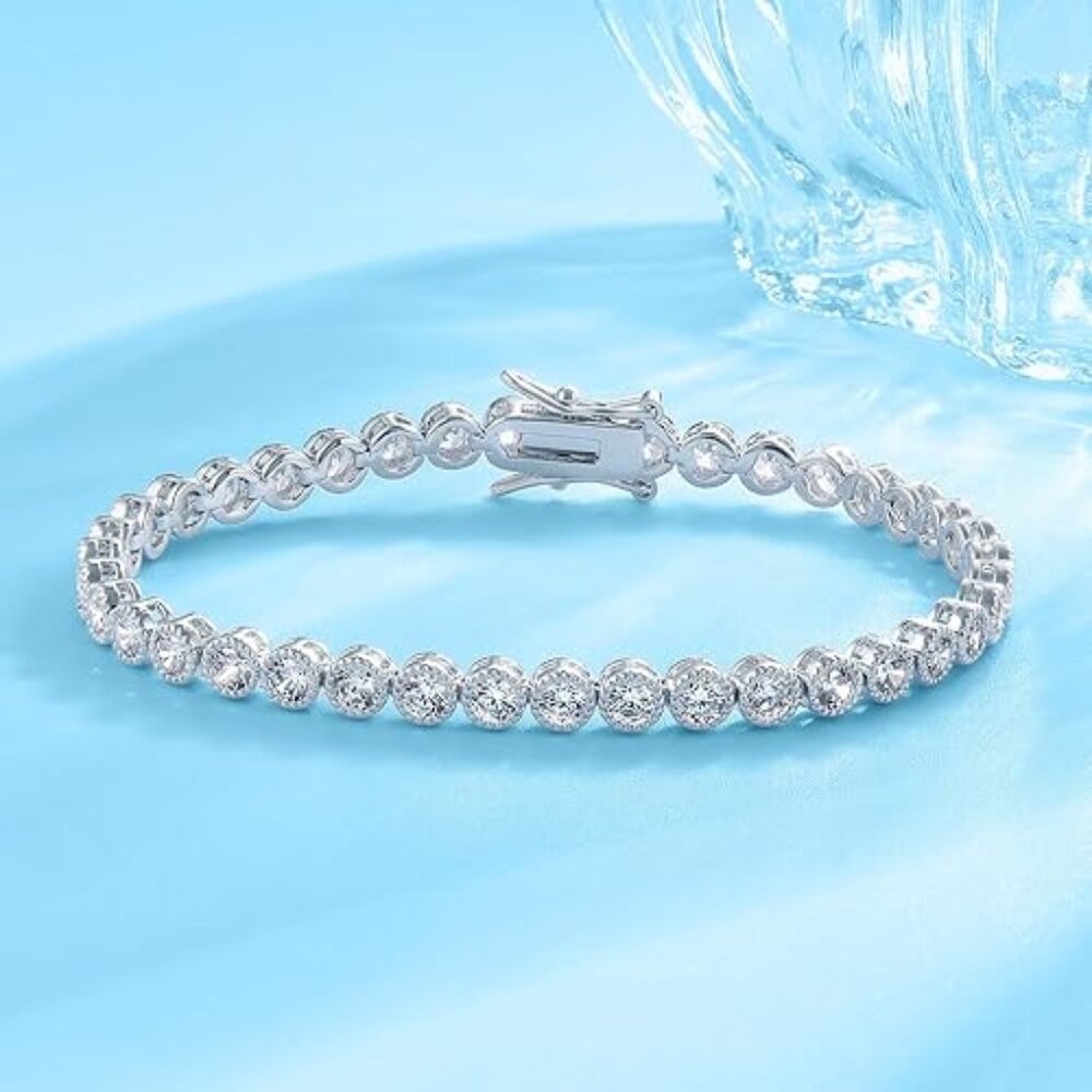 Neiman Marcus 18k White Gold Plated Round-Cut CZ Bracelet - Picture 5 of 5